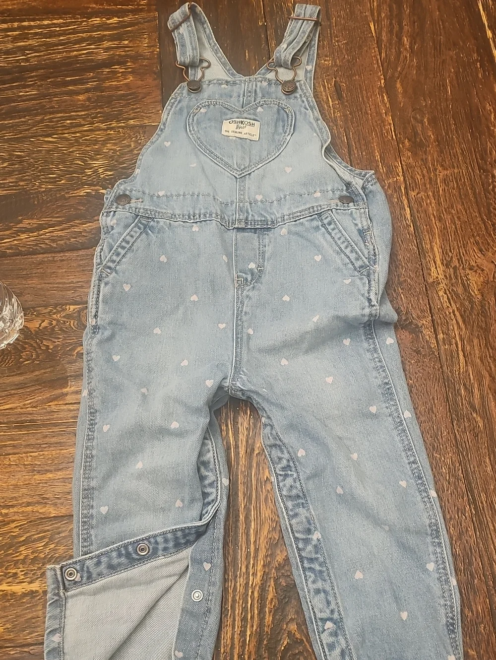 OshKosh B'gosh Heart-Print Light Blue Denim Overalls for Kids 24m